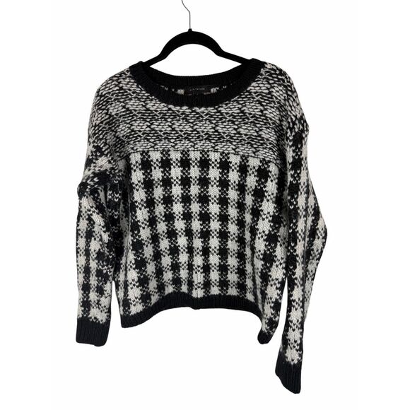 Ann Taylor black and white checkered sweater